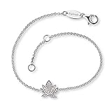 Engelsrufer - Silbernes Armband Lotusblüte, Lotusblume für Damen aus 925 Sterlingsilber mit Zirkonia Edelsteinen, Edelschmuck Frauen, Zirkonia Armband mit Lotus Blüte, Armbänder für F