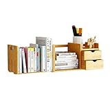 XIANGE100-SHOP Natürlicher Bambus verstellbares Breite Desktop-Bücherregal Retractable Desktop-Bücherregal Desktop Storage Rack-Bibliothek for Home Office Schule (Color : B)