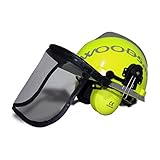 WOODSafe Forsthelm gelb - Klappvisier, Gehörschutz, Nackenschutz - Waldarb