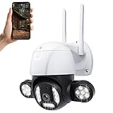XRDZYXGS Outdoor 360° Überwachungskamera mit Flutlicht, 1080P HD Nachtsicht WiFi Kamera für Home Video Überwachung, 2-Wege-Audio, Bewegungserkennung, IP66 Wasserdicht, MicroSD & Cloud Sp