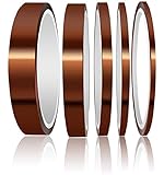 beihuazi® 5x Kapton Tape Hitzebeständiges Klebeband Polyimid Film Klebeband Bis 300°C Wärmeklasse 33 M (3mm, 5mm, 8mm, 12mm, 15mm)