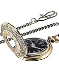 Vintage Taschenuhr Stahl Herrenuhr mit Kette Gold (Bronze)