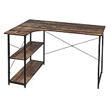 EUGAD Schreibtische Computertisch PC-Tisch Bürotisch Arbeitstisch mit Bücherregal Holz 120x74x71,5 cm Schwarz+Holz Vintag
