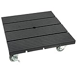 HRB WPC Pflanzenroller witterungsbestaendig 80 kg Tragkraft, Rollbrett Pflanzen, Untersetzer Blumentopf für den Innen- sowie Außenbereich (Anthrazit, eckig)