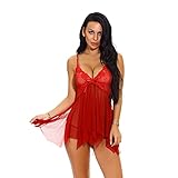 Generisch Dessous FüR Frauen Sexy Spitzenkleid Durchsichtiges Kimono-Spitze Babydoll Mesh Negligé ÄRmelloses Leibchen Slip Dress (XXL,Purpur)