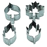 Unbekannt Ausstecher/Ausstechform 4 er Set Blätter Ahorn, Linde. 3,6-4,6 cm aus Weißb