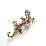 EVER FAITH Gecko Brosche Vintage Style Goldene Eidechse Pin Tierabzeichen für Kleidung für Männer Damen M