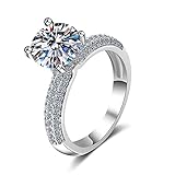 KINGVON 925 Silber Moissanite Diamant Ring Ewigkeit Engagement Ehering Zarter Personalisierter Schmuck Geschenk für Frauen Weihnachten, Valentinstag,Silber,13