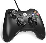 Lunriwis Xbox 360 Controller USB Controller Game Controller mit Kabel Wired Gamepad Joypad Joystick für Microsoft Xbox 360 und PC (Windows 7/8/10/XP)-Schw
