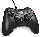 Lunriwis Xbox 360 Controller USB Controller Game Controller mit Kabel Wired Gamepad Joypad Joystick für Microsoft Xbox 360 und PC (Windows 7/8/10/XP)-Schw