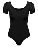 Arabesque Kurzarm Lycra Damen Ballettanzug Body Leotard Dance Trikot Turnanzug Carmen (Schwarz, L)