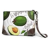 Ahdyr Lederkupplung Weiche wasserdichte Ledertasche Kupplung Vektor Nahtlose Früchte Wassermelone Avocado Mann Clutch Tasche Leder Mit Reißverschluss Für Frauen M