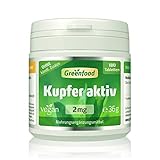 Kupfer aktiv, 2 mg, hochdosiert, 180 Tabletten, vegan - wirkt grauen Haaren entgegen (Haarpigmentierung), wichtiger Anti-Aging-Faktor. OHNE künstliche Zusätze. Ohne Gentechnik