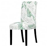 Grüne Tropische Blätter Spandex Stuhlbezug Elastischer Stuhlbezug Einfach waschbar Abnehmbarer Stuhlbezug Schutz A3 2p