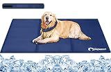 Peteast Kühlmatte für Hunde und Katzen, 90cm × 60cm Haustier-kühlmatte mit Kühlkragen, Hund Innoxious Gel Self Kühldecke, Komfortabel Wasserdicht kühlende Kälte Hundematte XL