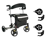 FabaCare Alu-Rollator mit Zubehör, klappbar (9269) plus zweite Stockhalterung, mit FabaCare Sicherheitsreflek