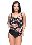 Octopus Oversize Tankini Set mit High Waist Slip 2tlg. Badeanzug f5493 Farbe: G(1448)+S9(sw) Tankini Schwarz/Apricot, Slip (sw), Gr. 42