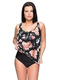 Octopus Oversize Tankini Set mit High Waist Slip 2tlg. Badeanzug f5493 Farbe: G(1448)+S9(sw) Tankini Schwarz/Apricot, Slip (sw), Gr. 42