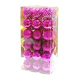 XIEBA 40mm Weihnachtskugelschmuck Für Christams Dekorationen, 36 Stück Weihnachtsbaum Hängende Bälle Für Urlaub Hochzeits-Party Deooce, 6 Arten(Size:4cm/1.57in,Color:Rosa)