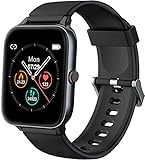 IOWODO Smartwatch, 1.5 Zoll Armbanduhr mit Schlafmonitor Schrittzähler Musiksteuerung, 5ATM Wasserdicht Sportuhr Fitness Tracker Pulsuhr kompatibel IOS Andorid, Smartwatch für Herren D