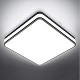 Onforu 24W LED Deckenleuchte Badezimmer, 2100lm 6000K Kaltweiß Deckenlampe, IP54 Wasserdicht Küchenlampe, CRI über, 90 Quadratisch Badezimmerlampe für Küche, Bad, Wohnzimmer, Schlafzimmer, Ø25, 8