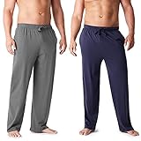 CityComfort Schlafanzughose Herren Lang, 2er Pack Schlafanzughosen für Herren, M-3XL (Navy/Dunkelgrau, XXL)