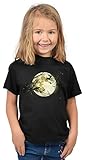 Fledermäuse im Mond Motiv, T-Shirt Halloween Kind : Mond - Kindershirt Kostüm Gr: L = 146-152
