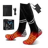 FOTFLACE Beheizte Socken für Herren Damen Beheizbare Socken mit 4200mAh Wiederaufladbare Batterie, 3 Einstellbarer Temperatur Heizsocken für Camping/Angeln/Radfahren/Sk