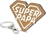 LIKY® Super Papà - Original Schlüsselanhänger aus Holz Gravur Geschenk Damen Herren Geburtstag Vatertag Hobby Schmuck Anhänger Tasche Rucksack