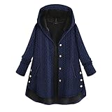 AMUSTER Damen Winter Mantel Große Größe Winterjacke Damen Klassische Einfarbig Plüschjacke Fleecemantel Warm Kapuzenjacke Parka mit T