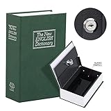 KYODOLED Buchtresor mit Schlüsselschloss, tragbarer Metall-Safe für Wörterbuch-Ableitung, Buchtresor, versteckter Safe, 18 x 11,7 x 6,5 cm, grün, k