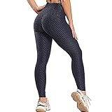 Damen Fitness Sport Enge Jacquard Yogahose, Outdoor Laufen Anti-Cellulite Sporthose mit hoher Taille DM