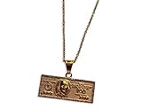 Bahnmüller Edelstahl Halskette Ø 2mm 40-75cm mit 100 Dollar Schein Anhänger 45 x 19mm in Gold (1492-2) (55)