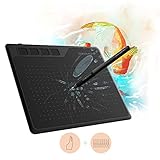 GAOMON S620 Zeichentablett mit 8192 Druckstufen batterielosem Stift AP32 und Handschuh, kompatibel mit Windows und M