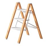 Klapptritt 3 Stufenleiter, Tragbar Verdickt Aluminium Trittleiter Klappbar Kleine Haushalts Multifunktional Verbreitert Klappleiter für saubere Dekoration Home Garage G