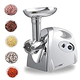 2800W elektrischer Fleischwolf mit Wurstaufsatz, Metallgetriebe 3 Lochscheib