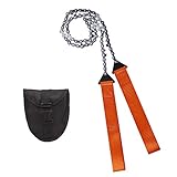 Heveer Hand Kettensäge Tragbar Karbonstahlzähnen Handkettensäge mit Gürteltasche Sägelänge 65cm für Garten Camping Jagd W