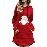 JJSUnS Hoodies für Frauen Niedlich Gedruckt Weihnachten Hoodie Sweatshirts mit Taschen Mid Lang Funy Print Weihnachten Tops R