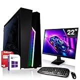 Multimedia PC Komplett Set/Computer inkl. Windows 10 Pro 64-Bit! - AMD Athlon 300GE 4Threads x 3.4GHz - Radeon Vega 3-16GB DDR4 RAM - 120GB SSD 1000GB HDD - 22-Zoll TFT M