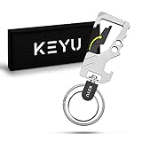 KEYU® NEU Luxus Flaschenöffner Schlüsselanhänger aus massivem Stahl | extrem robust | Geschenk Mann | Gadgets für Männer | Schlüsselorganizer | Schlüsselanhänger Flaschenöffner (Edelstahl)