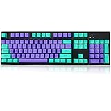 REUT PBT Doubleshot Tastenkappen, durchscheinendes OEM-Profil, Tastenkappen-Set mit Abzieher für 104/87/61 Cherry MX mechanische Tastatur, 104 Tasten (lila-blau)