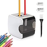 Elektrischer Anspitzer, Hommini Automatischer Anspitzer arbeitet mit USB oder Batterie, 2 verschieden große Löcher Elektrische Bleistiftspitzer für Klassenzimmer, Haus und Büro Schreib