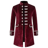 XWLY Mantel Herren Urban Medieval Vintage Palast Prinz Kostüm Herbst Winter Gotik Mittlere Länge Punk-Stil Stehkragen Männer Jacke Cosplay Schauspielbühne Herren Lang