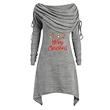 Eaylis Damen Weihnachten Motiv Sweatshirt Tshirt Weihnachtspullover Kleid Hoodie Langarm Kapuzenpullover Tops Lustig Pullover Kleid Weihnachtskleid Blusenkleider Geschenke für Frauen W