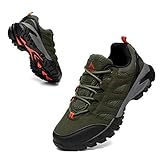 Trekkingschuhe Herren Halbhoch Wanderschuhe Damen rutschfest Atmungsaktiv Leicht Mesh Erwachsene Outdoor Schuhe Sommer Walkingschuhe Nicht Wasserdicht Dämpfung Unisex Grün 45