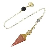 TOFBS Chakra Harz Edelstein Pendel Farbverlauf Heilsteine Pendulum Blume wire wrap Pendel Anhänger mit Kette für Reiki Heilung Dowsing Scrying Balance Meditation Armband (Gold*Rosenquarz)