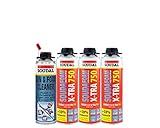Soudal Kombi Set 3 x Soudafoam B2 X-TRA750 500ml Pistolenschaum Verfüllung Bauanschlussfugen inkl. Reiniger - gebrauchsfertig, schall- und wärmedämmend, genaue Dosierung, formstab