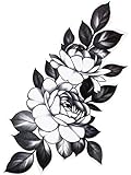Novu Ink Temporäre Tattoos mit Pfingstrosenblüten und Blättern, 2 Stück, Kunstdesign, Transfer/Aufkleber, für Körper, Arm, Bein etc. (13 cm x 9 cm)