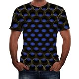 Sommer Herren Kurzarm T-Shirt Rundhals 3D Grafik Gedruckt Honeycomb Tops für Gym Sport Freizeitkleidung Pullover Tees, blau, L