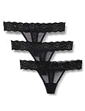 Amazon-Marke: Iris & Lilly Damen Tanga aus Netzstoff, 3er-Pack, Schwarz (Black Beauty), XL, Label: XL